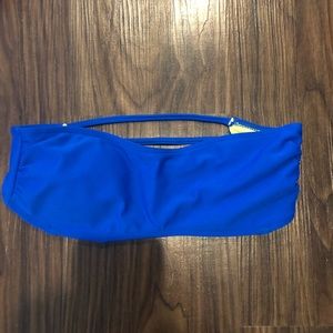 Blue bandeau swim top
